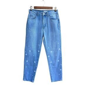 Gogo Jeans USA Size 7/28 Star Print High Rise Light Wash Denim Jeans